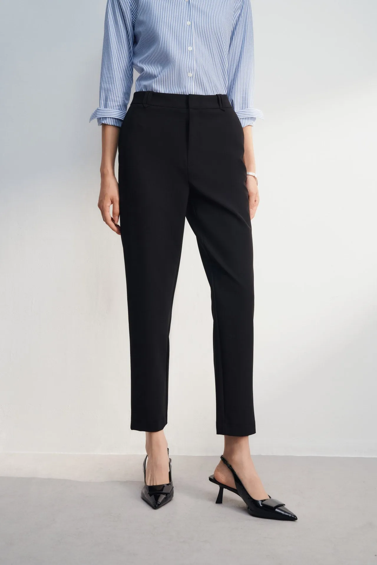 Multi-Way Stretch Plainwave Cropped Cigarette Pants