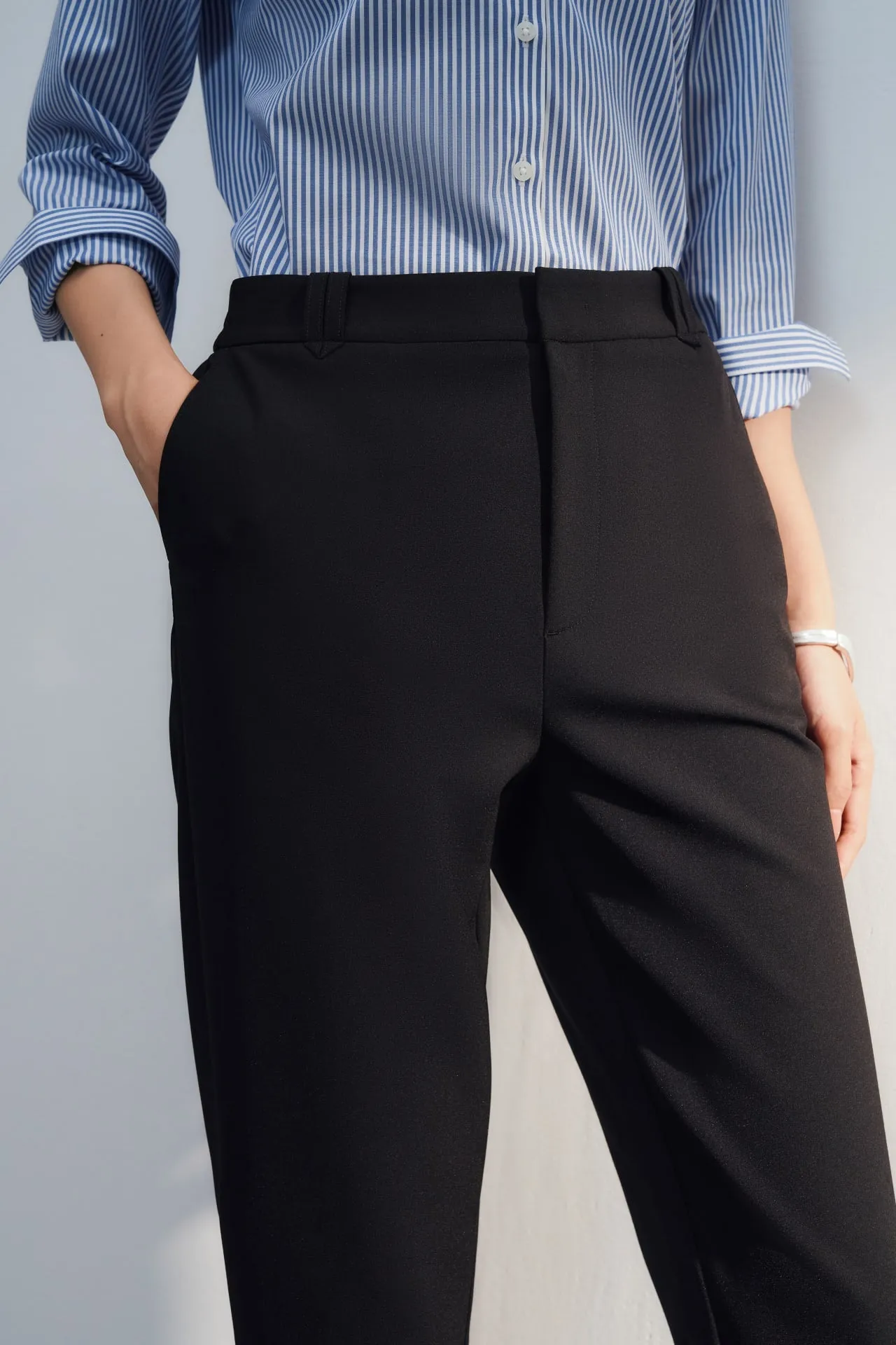 Multi-Way Stretch Plainwave Cropped Cigarette Pants