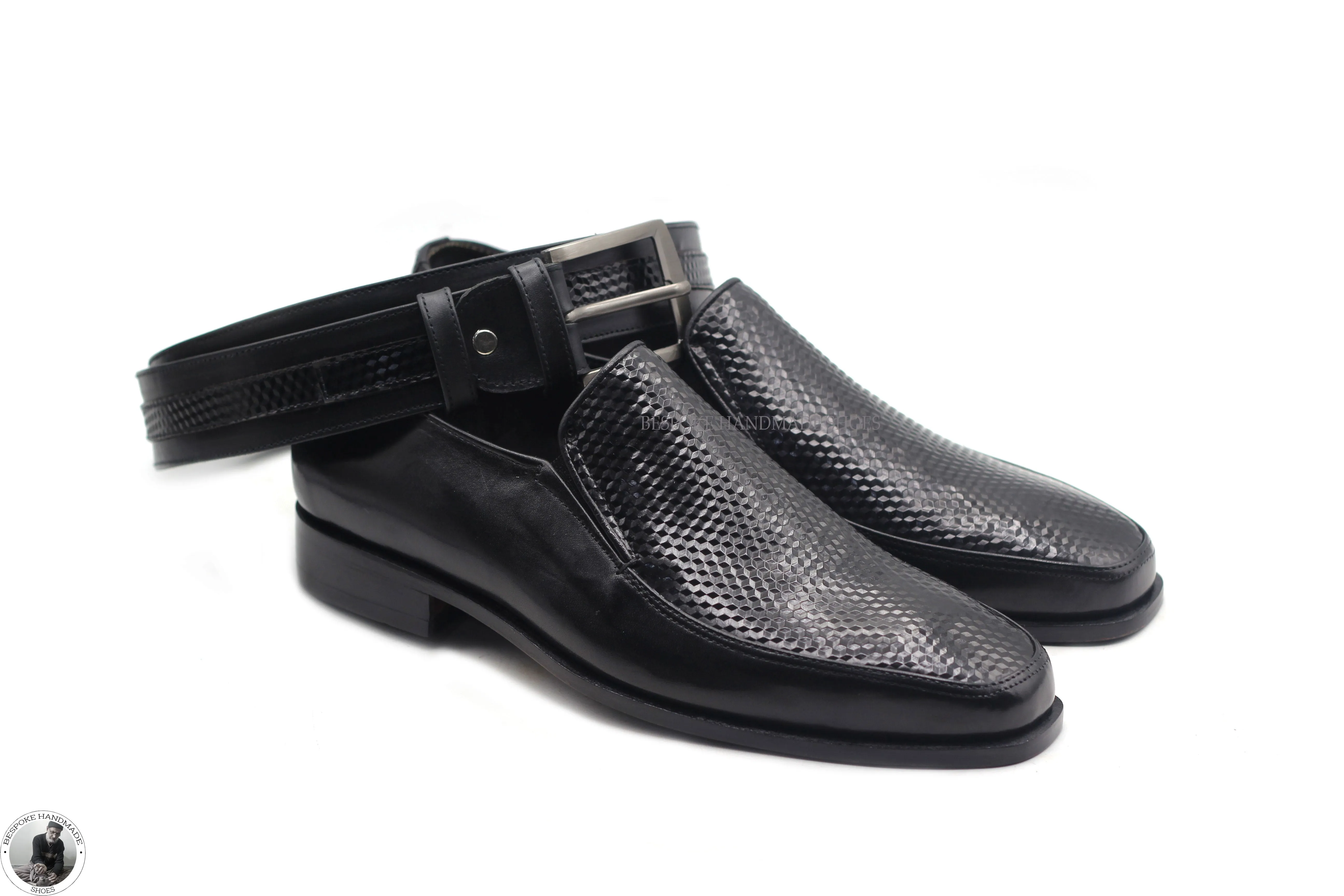 New Men's Handmade Black Crocodile Leather Slip On Mocassin Party Shoes