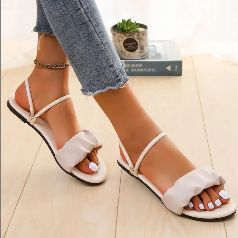 New Summer Women Beaded Pearly Sandals Slippers Shoes Ladies Flats Sandals Flip Flop Casual Flat Slingback Sandals Shoes