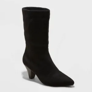 New - Universal Thread Women's Mid-Calf Dress Boots Low Heel Zip-Up Boots Pointed Toe