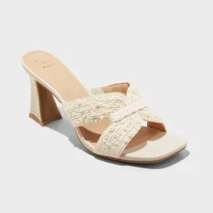 New - Women's Tia Mule Heels - A New Day Cream 9