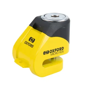 Oxford Micro XD5 Disc Lock Yellow Black Motorcycle Security