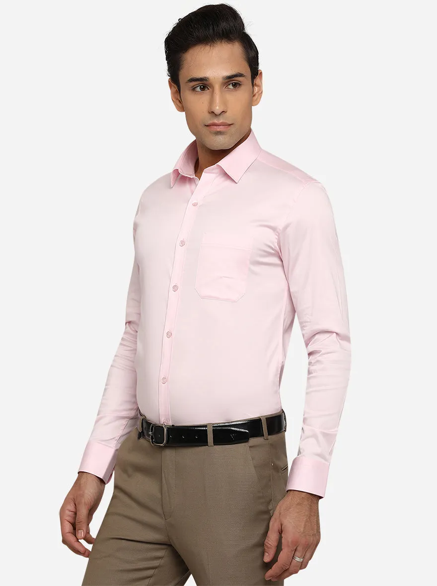 Pink Solid Slim Fit Formal Shirt | JadeBlue Youth