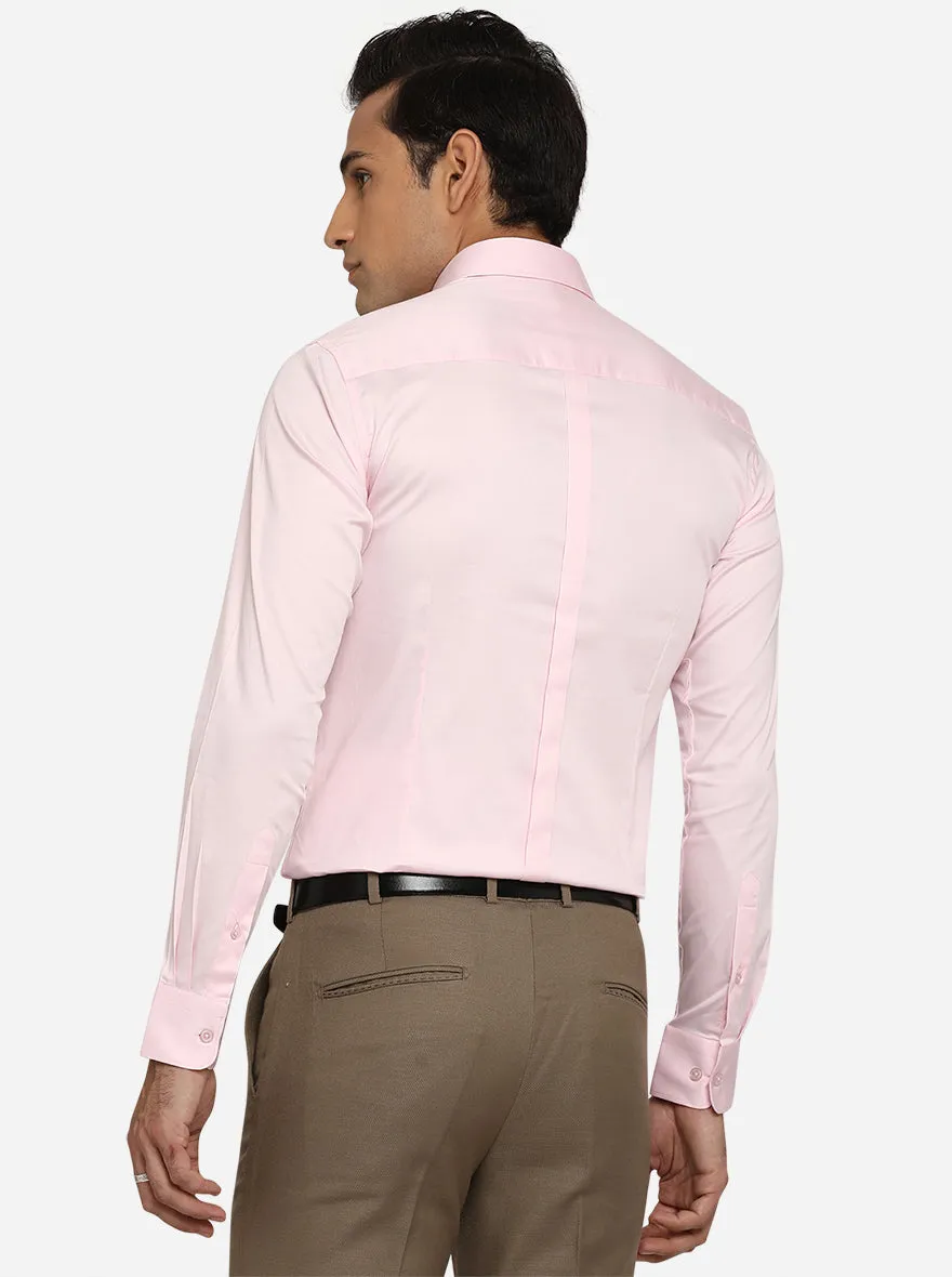 Pink Solid Slim Fit Formal Shirt | JadeBlue Youth