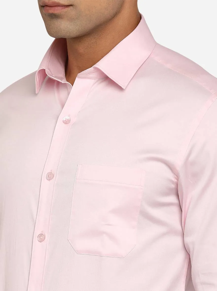 Pink Solid Slim Fit Formal Shirt | JadeBlue Youth