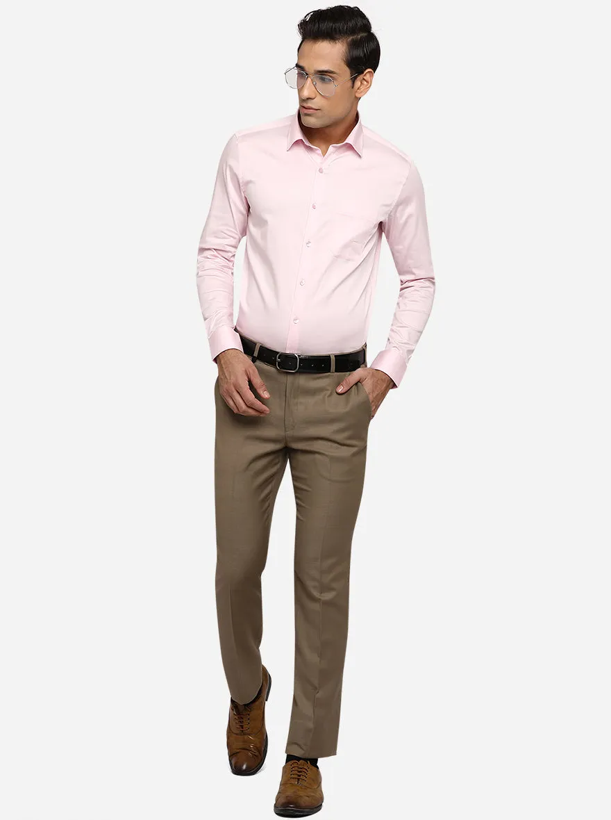 Pink Solid Slim Fit Formal Shirt | JadeBlue Youth