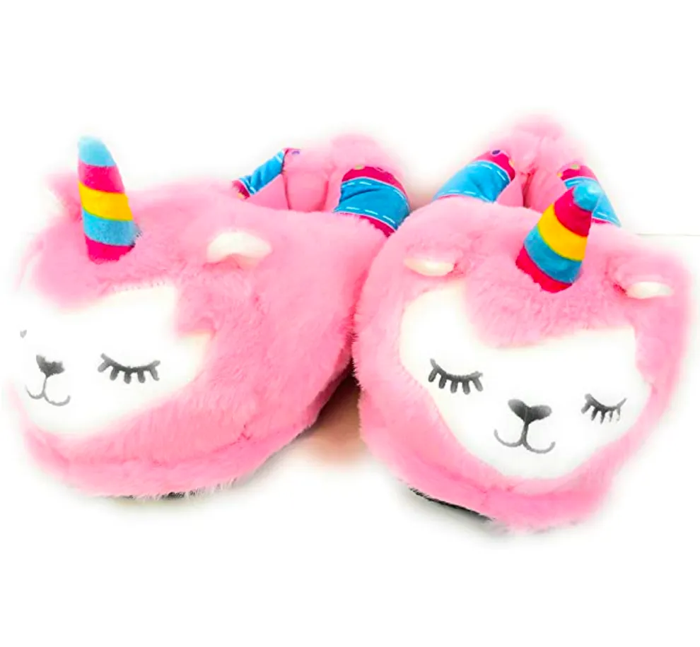 Plush Pink llamacorn Slippers