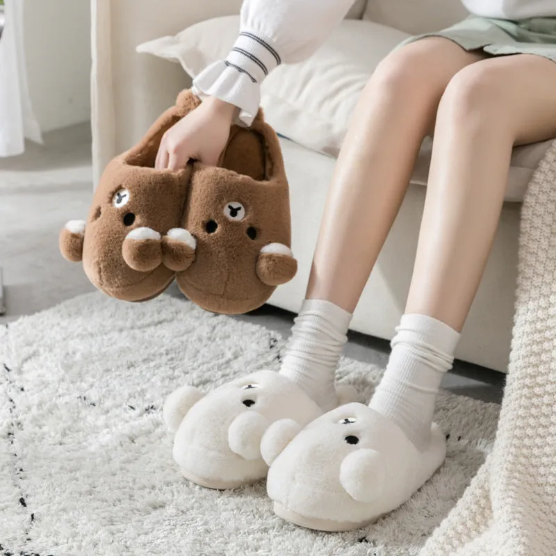 Plush Teddy Bear Slippers for Women