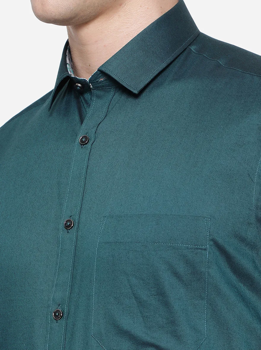 Rama Green Solid Slim Fit Party Wear Shirt | Greenfibre