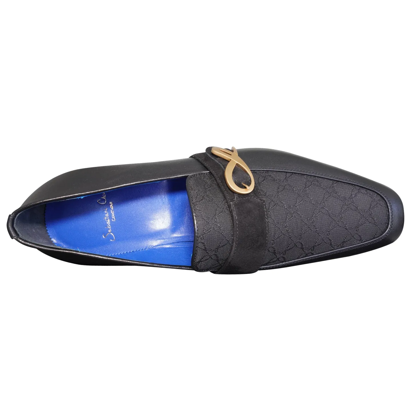 Raven Nero Logo Monk Loafers With Yellow Gold Buckle