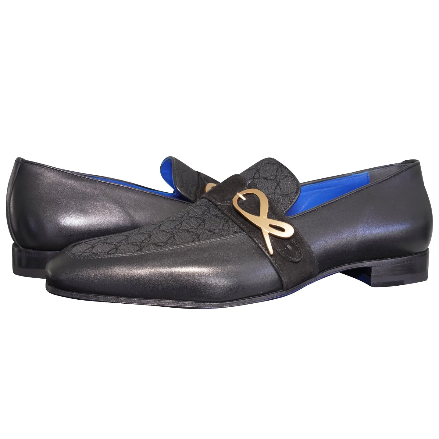 Raven Nero Logo Monk Loafers With Yellow Gold Buckle