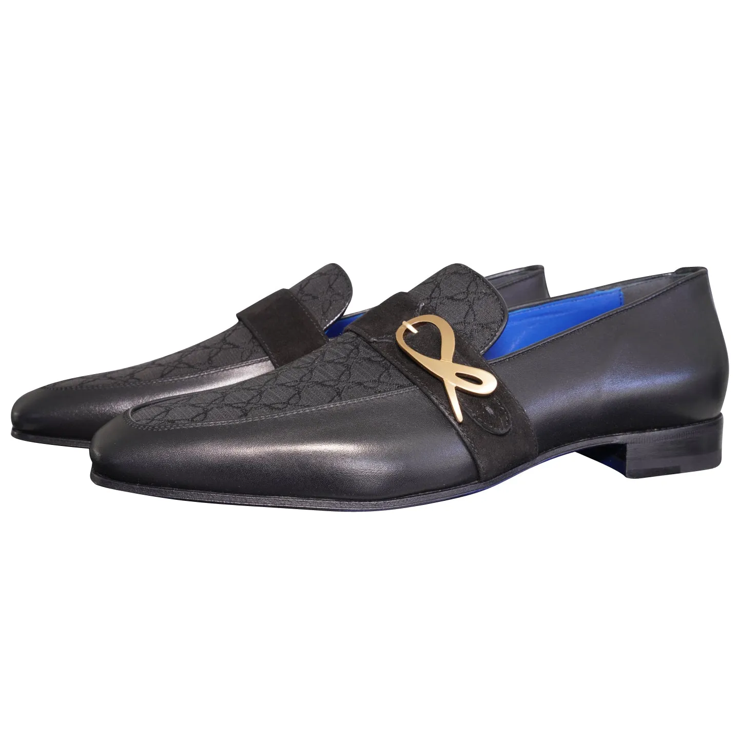 Raven Nero Logo Monk Loafers With Yellow Gold Buckle