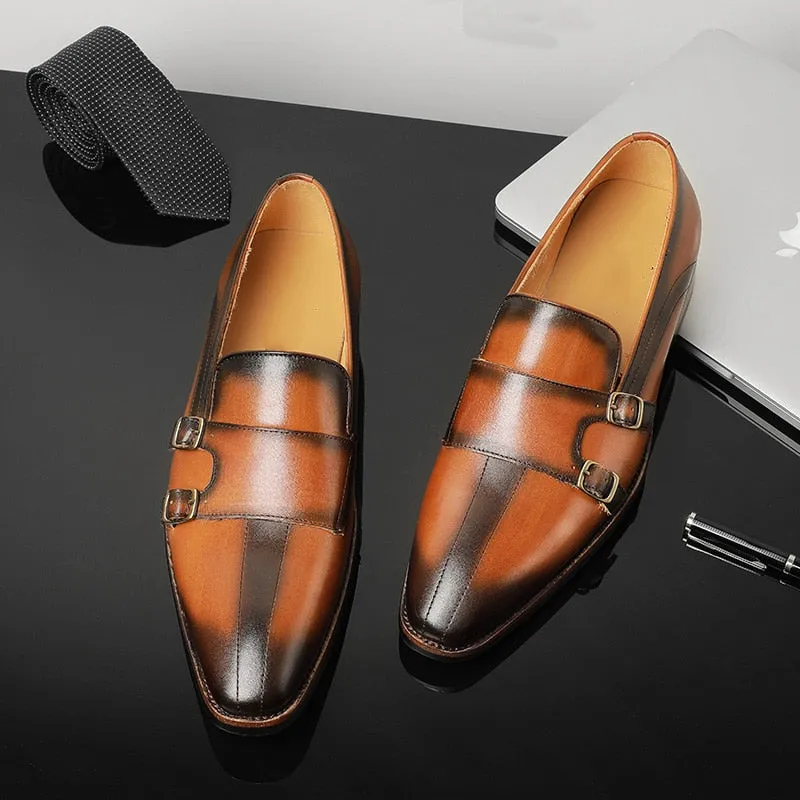 Refined Exotic Leather Monk Strap Party Loafers