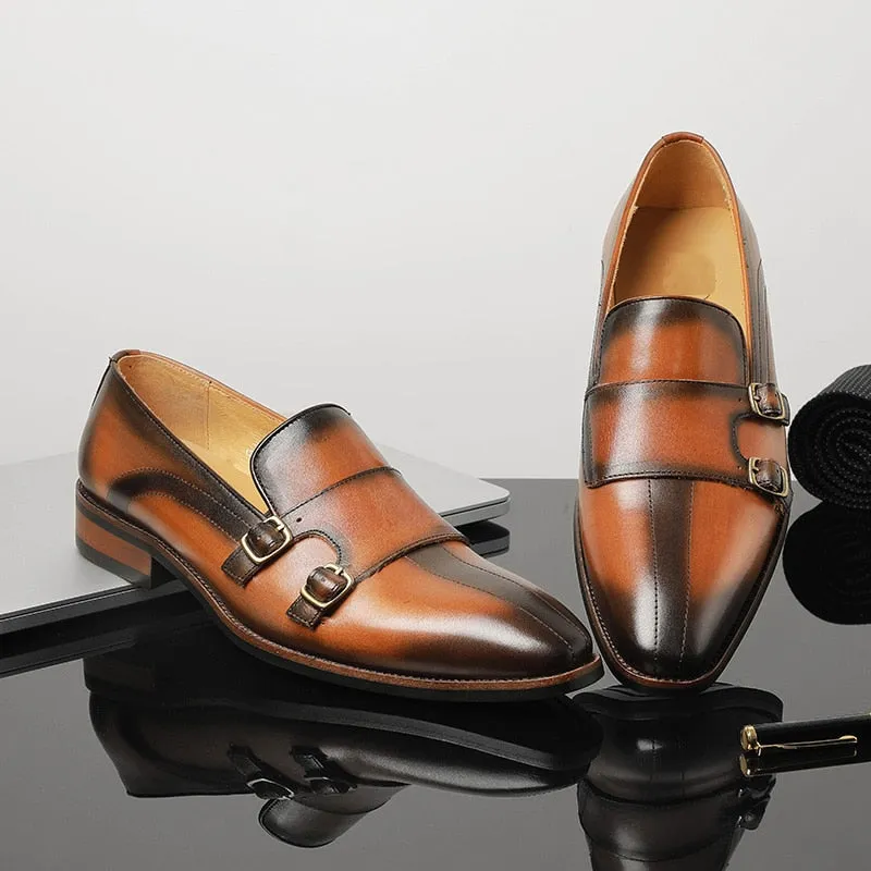 Refined Exotic Leather Monk Strap Party Loafers