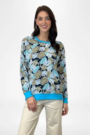 Reversible Turquoise Abstract & Palm Leaf Top By Pixi Carnival