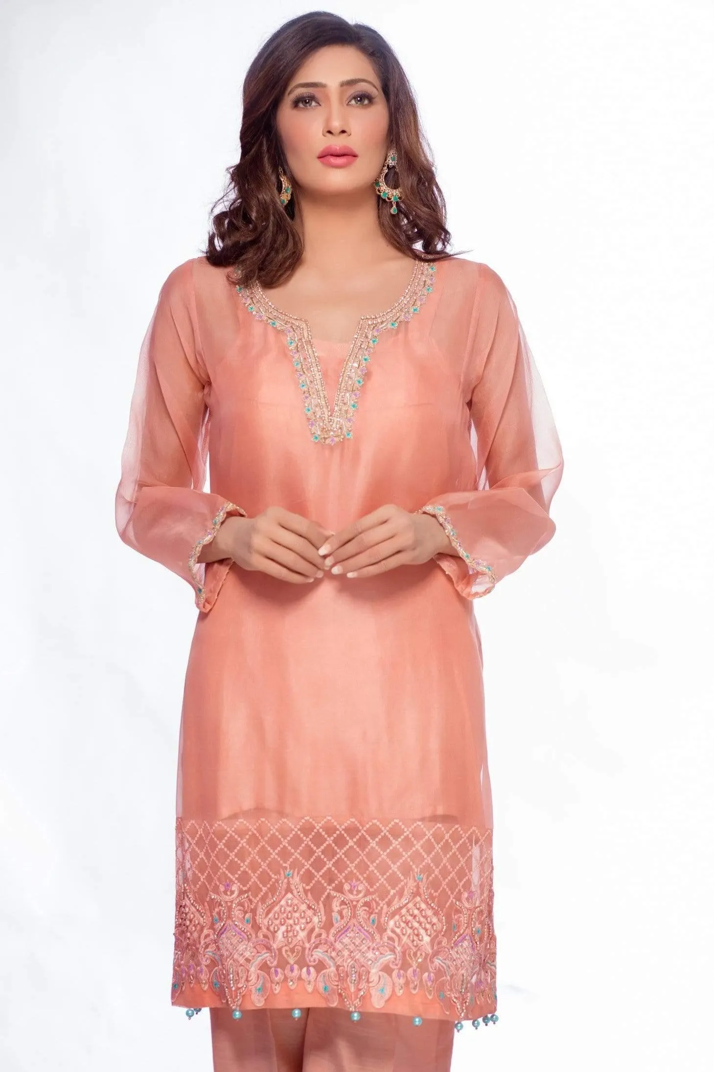 Sadia Aamir - Peachy - Ivory Embroidery - 1 Piece