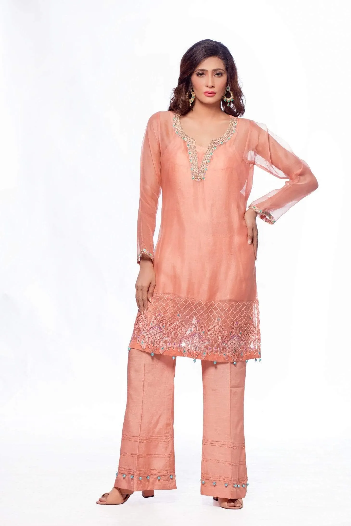 Sadia Aamir - Peachy - Ivory Embroidery - 1 Piece