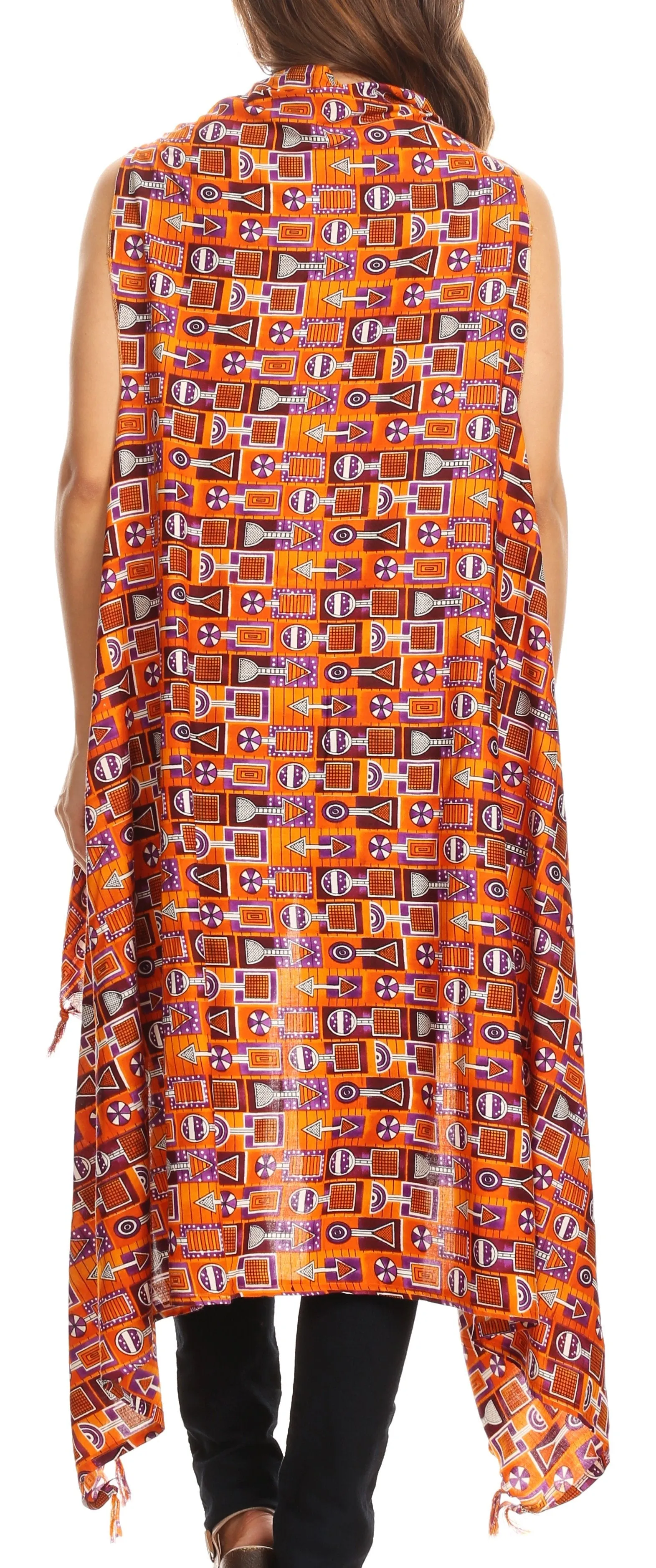 Sakkas Hatice Light Colorful Poncho Wrap Cardigan Top with African Ankara Print