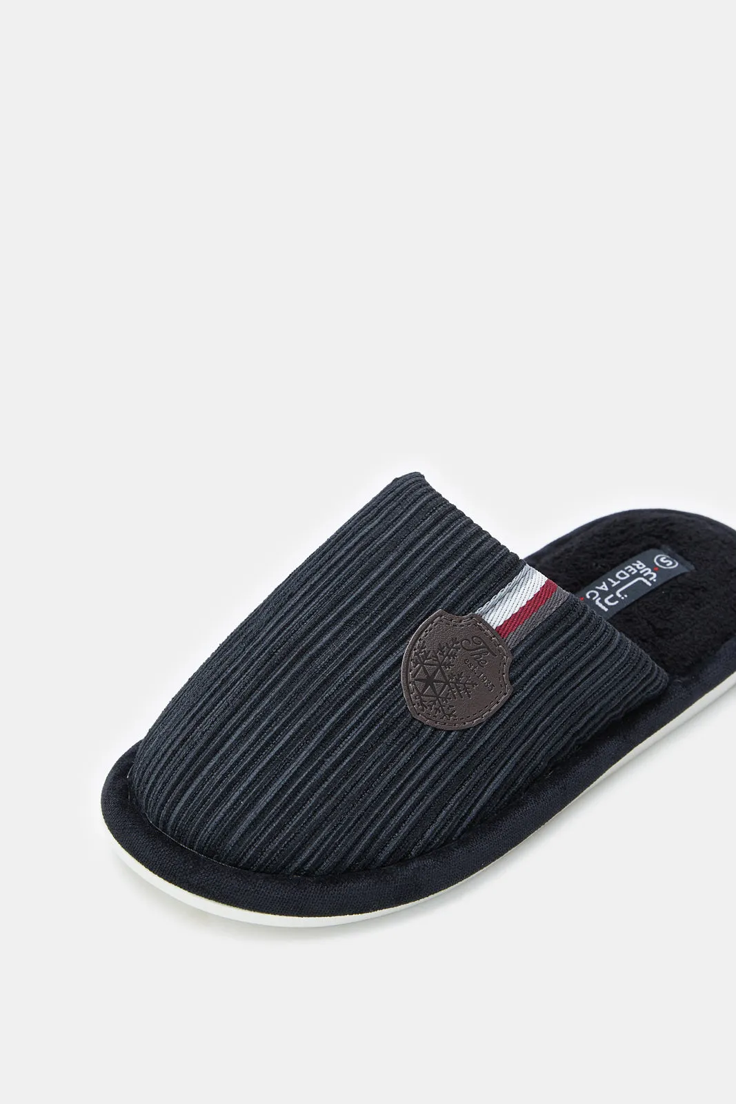 Senior Boys Black Mule Slippers