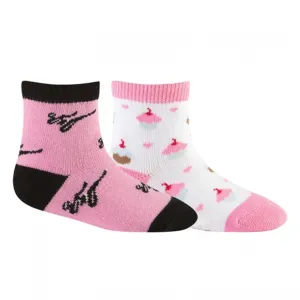 Sock It To Me Girls Socks Twin Pack - Pink Ninja & Cupcake (1-2 Years Old)