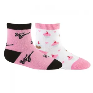 Sock It To Me Girls Socks Twin Pack - Pink Ninja & Cupcake (2-4 Years Old)