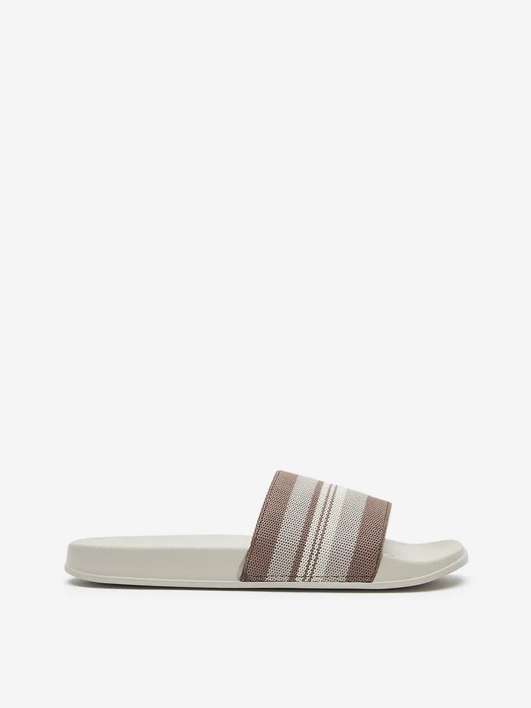 SOLEPLAY Beige Striped Slides