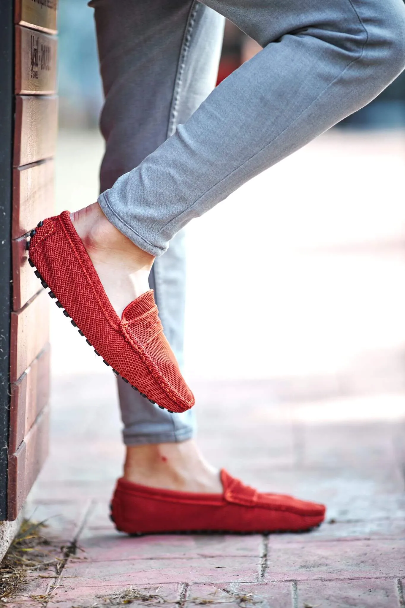 Tile Knitted Driving Loafers