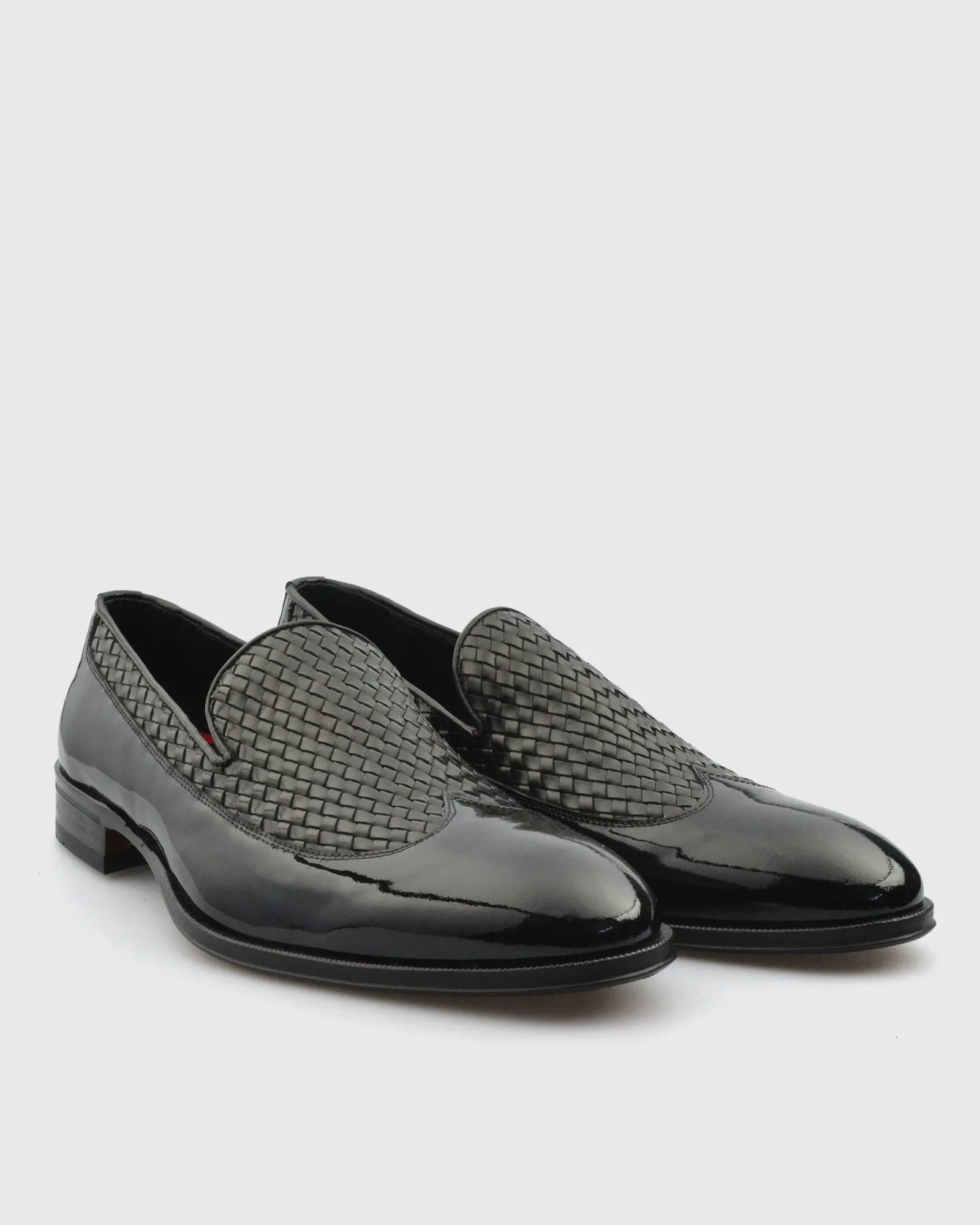 VINCENT & FRANKS VFW23LO SHINY BLACK PATENT & WOVEN LOAFER