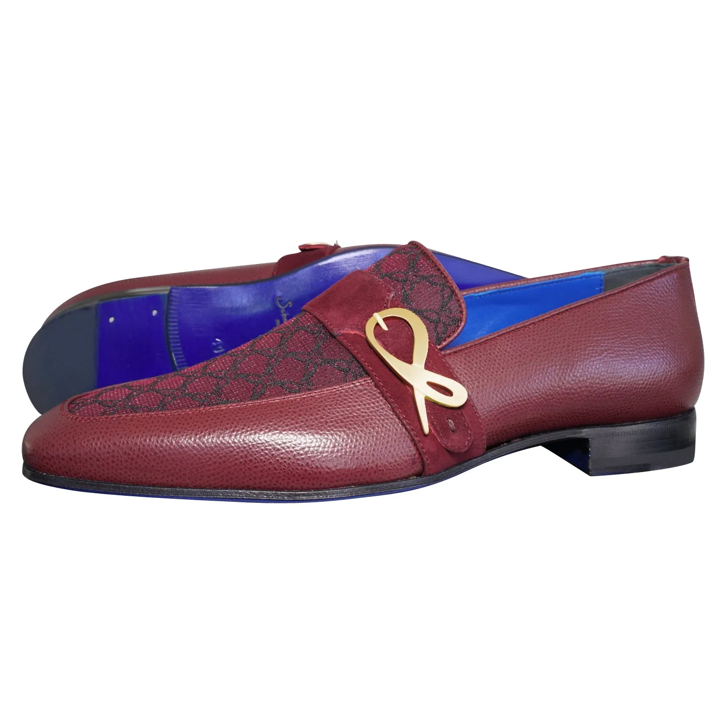 Vino Logo Monk Strap Loafer With Gold Buckle