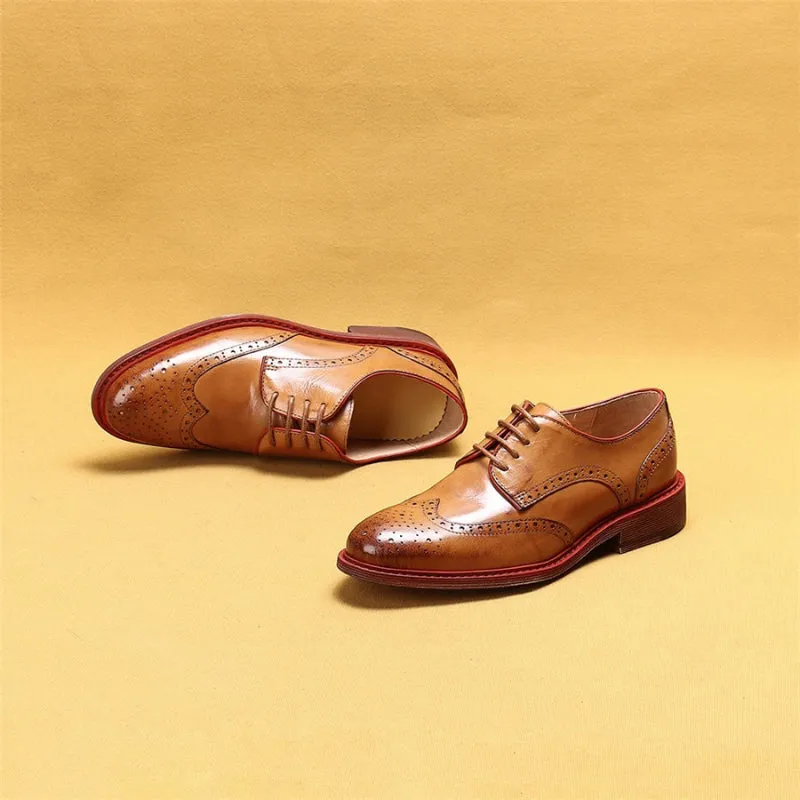 Vintage-Inspired Lace-up Vegan Leather Flat Oxford Shoes