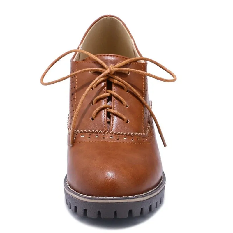 Vintage Style Carved Lace-up Leather Shoes