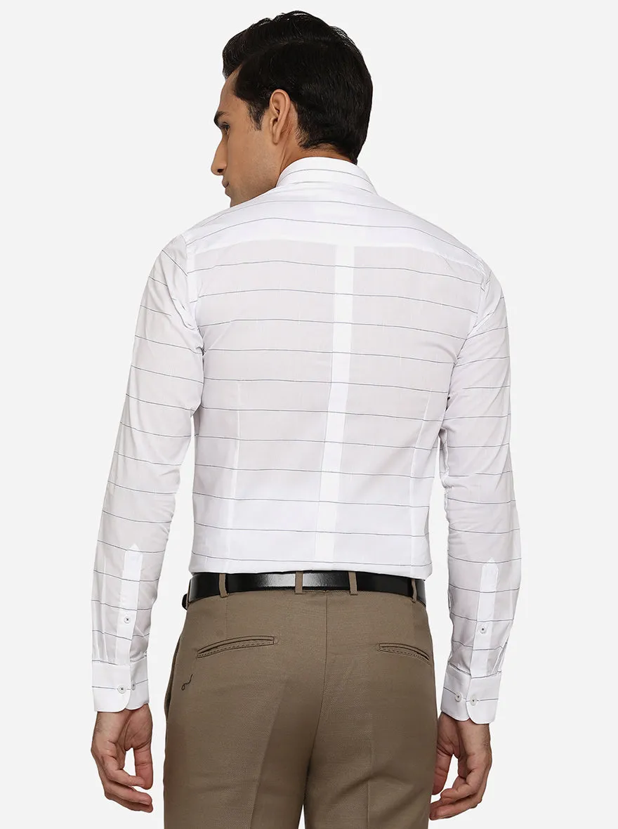 White & Blue Striped Slim Fit Formal Shirt | JadeBlue Youth