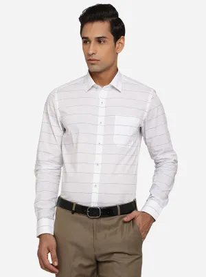 White & Blue Striped Slim Fit Formal Shirt | JadeBlue Youth