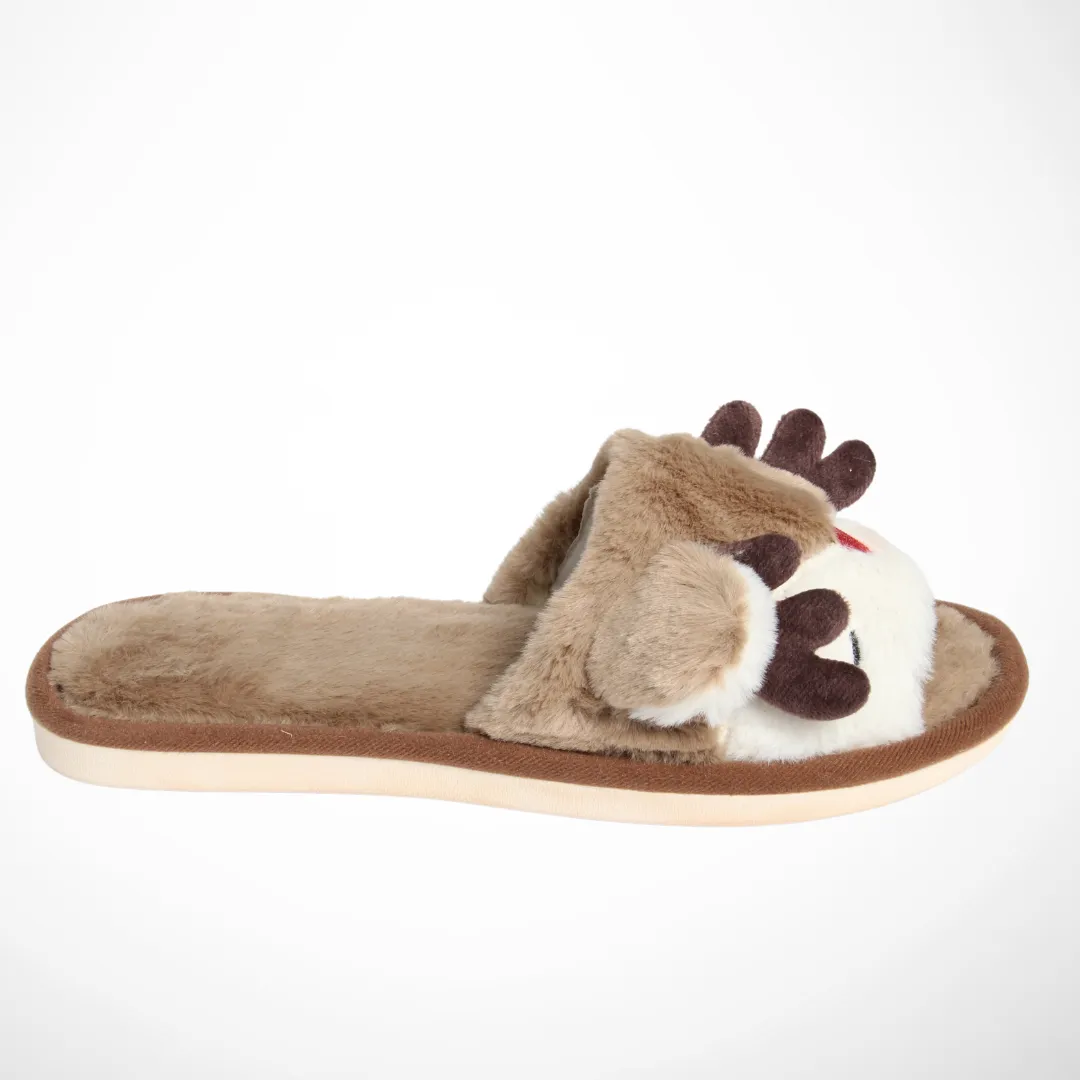 Women Open Slipper Reindeer (Oil Green)