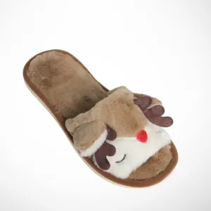 Women Open Slipper Reindeer (Oil Green)