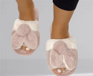 Women Pantoufle slippers - Open toe (light pink x white)