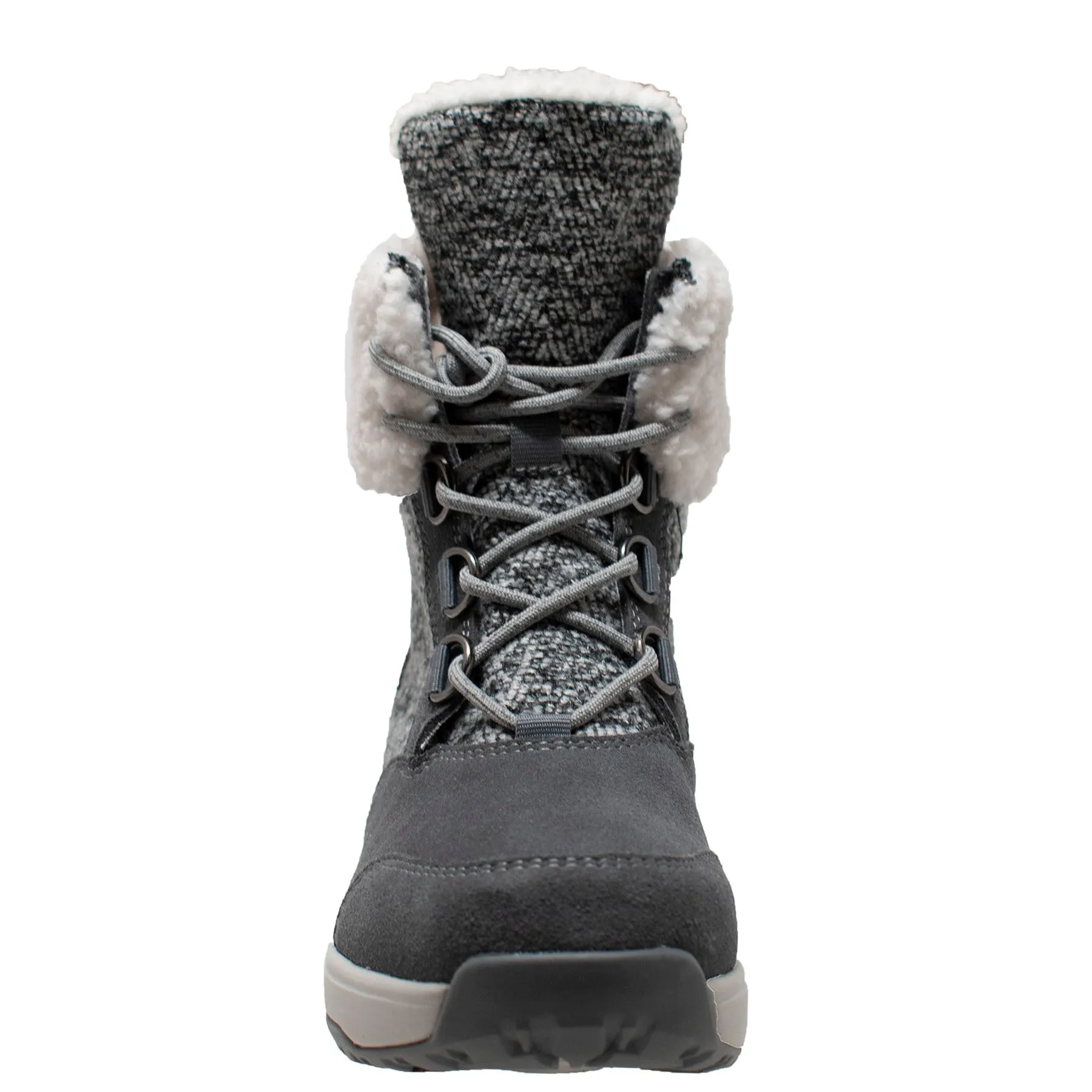 Women's Grey Microfleece Lace Winter Boot